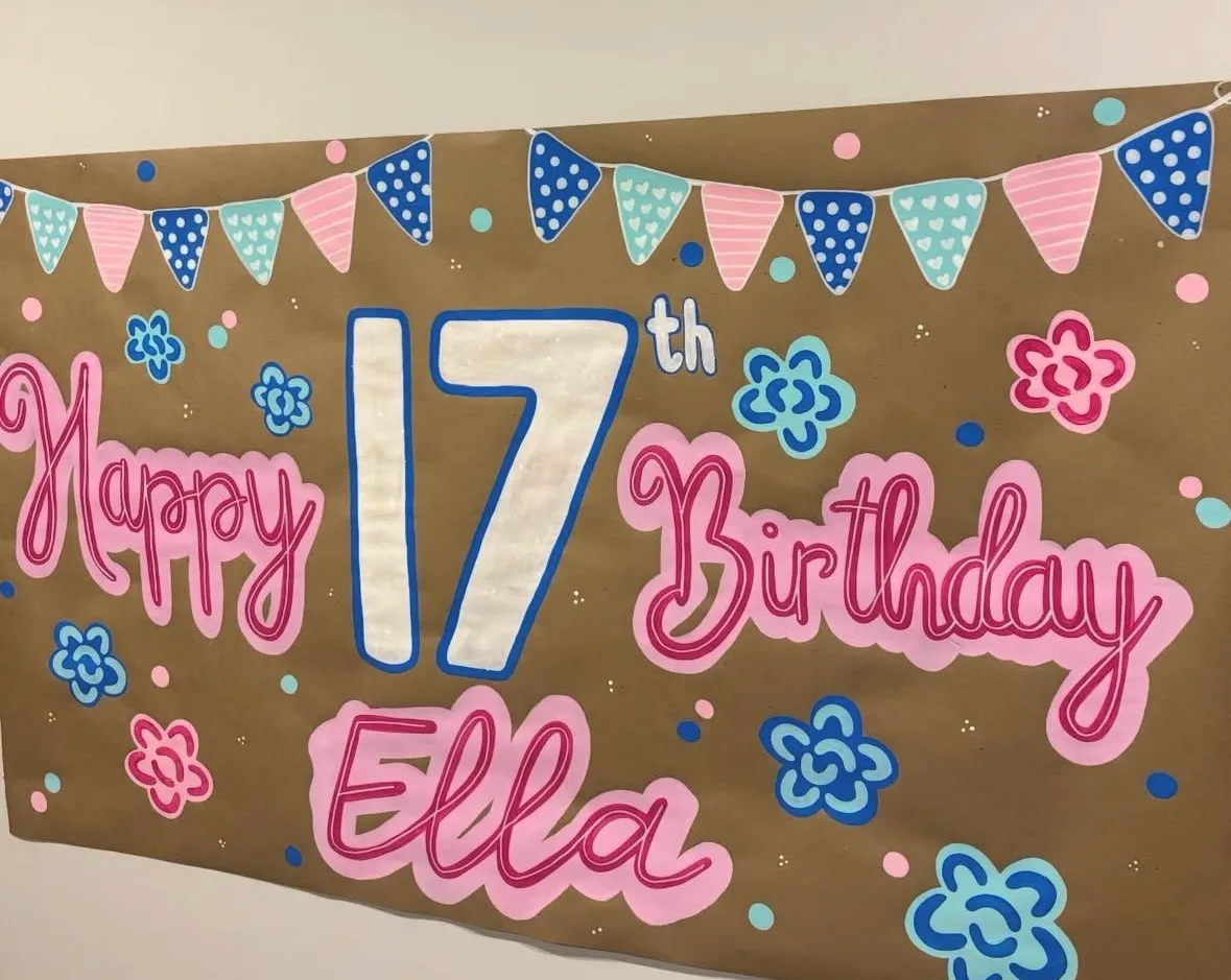 Ella's 17th — hand-painted banner